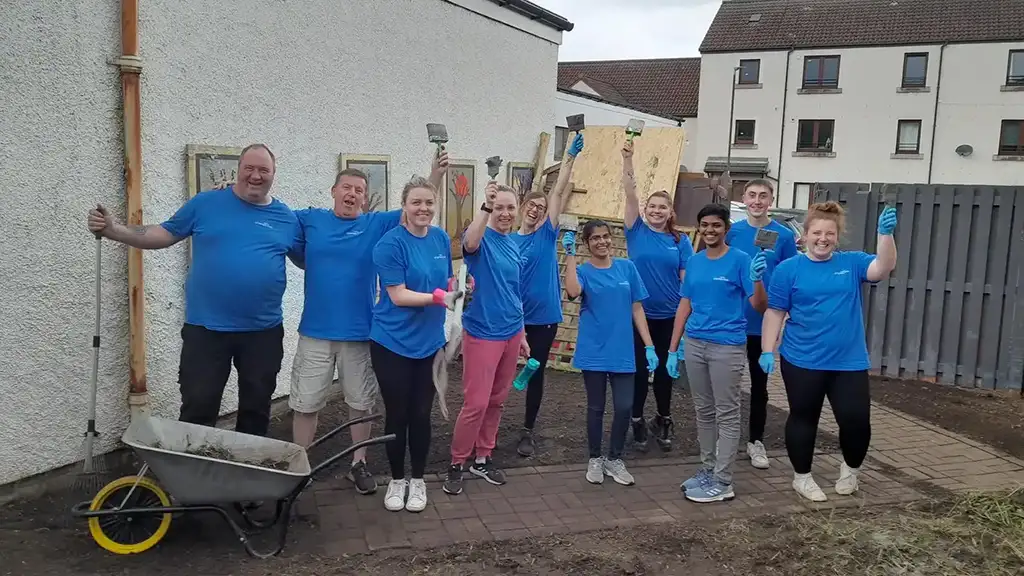 A group of Aberlour volunteers taking part in a project