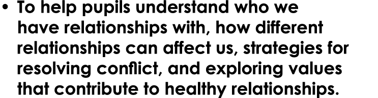 • To help pupils understand who we have relationships with, how different relationships can affect us, strategies for...